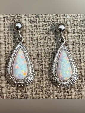 NWOT, Opal Silver Teardrop Earrings